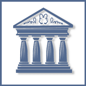 Dare to Know Consultants logo a drawing of facade of Greek temple